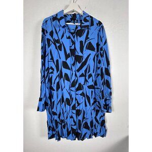 Ulla Popken Womens Oversized Abstract Print Blouse Tunic Top 20/22 Blue Black